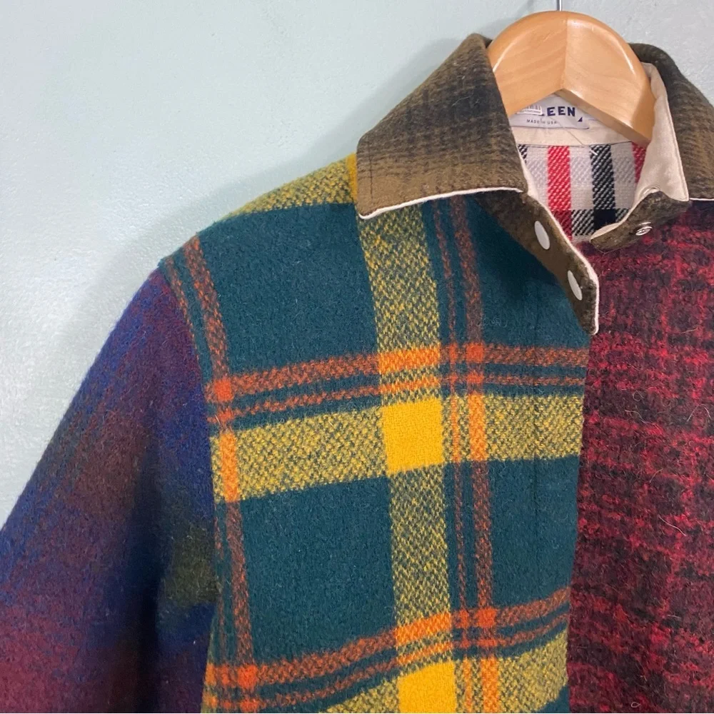 Carleen Admore Plaid Wool Jacket Patchwork XL Shacket‎